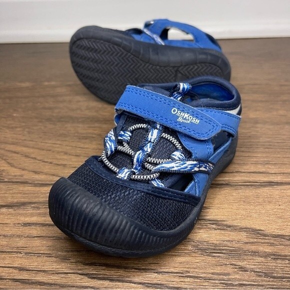 OshKosh B'Gosh Toddler Baby Blue Sandals Shoes Size 6 Strap On Velcro - EUC - Picture 1 of 13